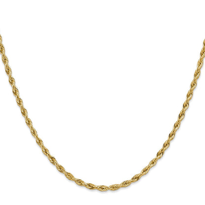 14K Gelbgold 3mm Halbmassiv Kordel mit Karabinerverschluss Halskette