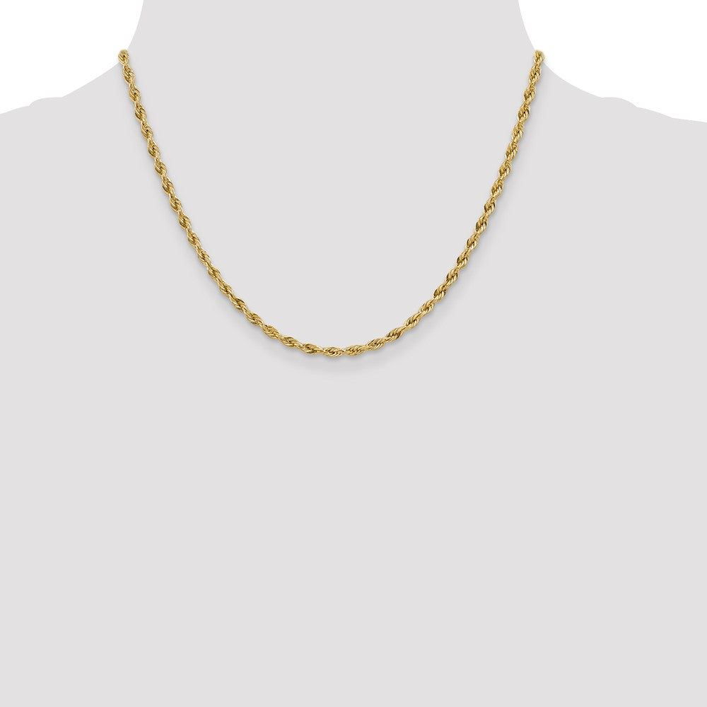 14K Gelbgold 3mm Halbmassiv Kordel mit Karabinerverschluss Halskette