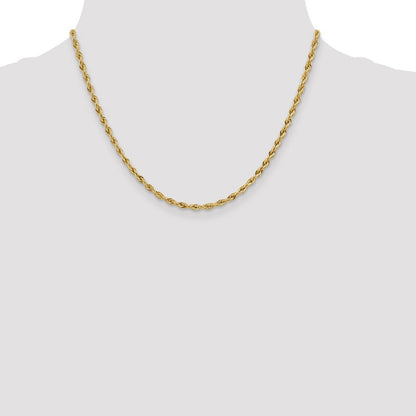 14K Gelbgold 3mm Halbmassiv Kordel mit Karabinerverschluss Halskette