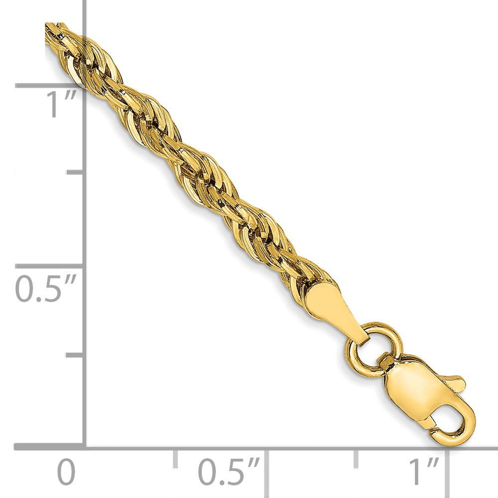 14K Gelbgold 3mm Halbmassiv Kordel mit Karabinerverschluss Gliederarmband
