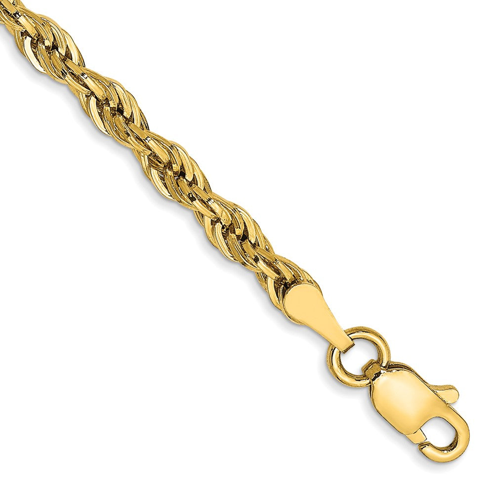 14K Gelbgold 3mm Halbmassiv Kordel mit Karabinerverschluss Gliederarmband