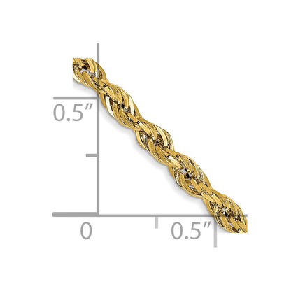 14K Gelbgold 2.8mm Halbmassiv Kordel mit Karabinerverschluss Kette Fußkettchen