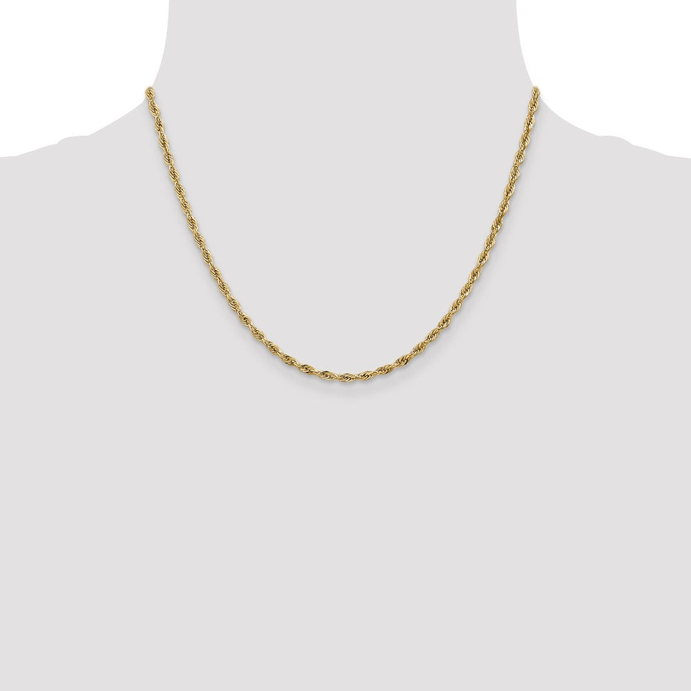 14K Gelbgold 2.8mm Halbmassiv Kordel mit Karabinerverschluss Halskette