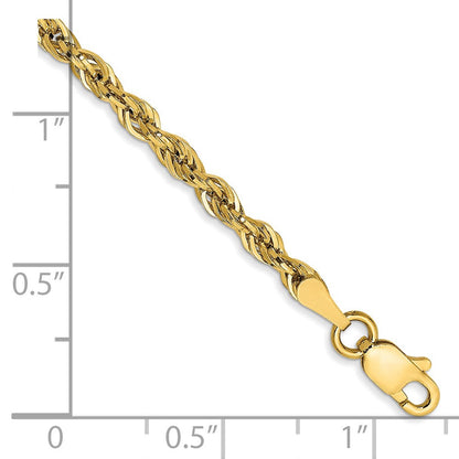 14K Gelbgold 2.8mm Halbmassiv Kordel mit Karabinerverschluss Gliederarmband