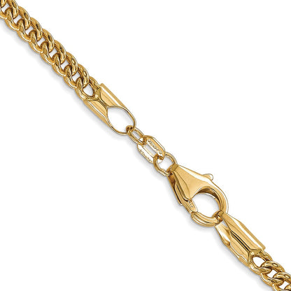 14K Gelbgold 3mm Halbmassiv Franco mit Fantasie Karabinerverschluss Halskette