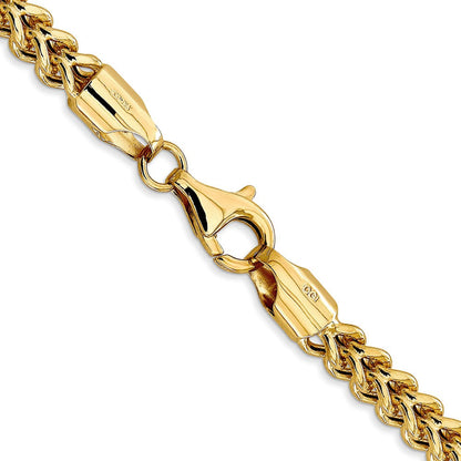 14K Gelbgold 4.5mm Halbmassiv Franco mit Fantasie Karabinerverschluss Halskette
