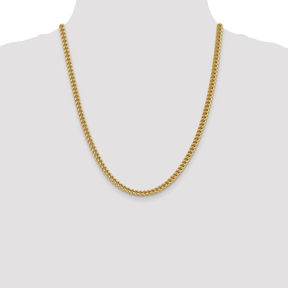 14K Gelbgold 4.5mm Halbmassiv Franco mit Fantasie Karabinerverschluss Halskette