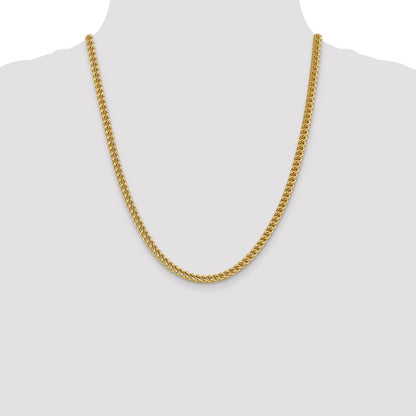 14K Gelbgold 4.5mm Halbmassiv Franco mit Fantasie Karabinerverschluss Halskette