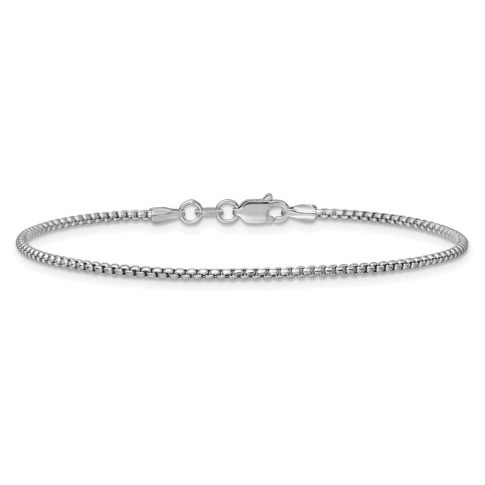 14K Weißgold 1.5mm Halbmassiv Rund Venezianer mit Karabinerverschluss Gliederarmband