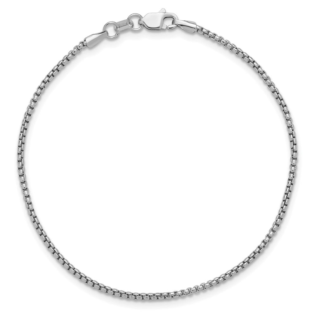 14K Weißgold 1.5mm Halbmassiv Rund Venezianer mit Karabinerverschluss Gliederarmband