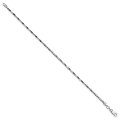 14K Weißgold 1.75mm Halbmassiv Rund Venezianer mit Karabinerverschluss Gliederarmband