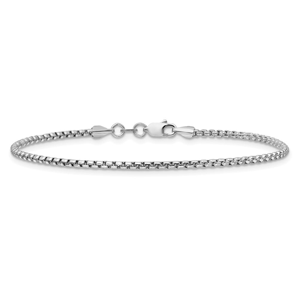 14K Weißgold 1.75mm Halbmassiv Rund Venezianer mit Karabinerverschluss Gliederarmband