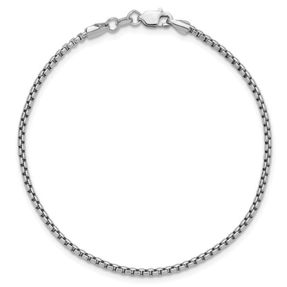 14K Weißgold 1.75mm Halbmassiv Rund Venezianer mit Karabinerverschluss Gliederarmband