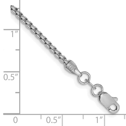 14K Weißgold 1.75mm Halbmassiv Rund Venezianer mit Karabinerverschluss Gliederarmband