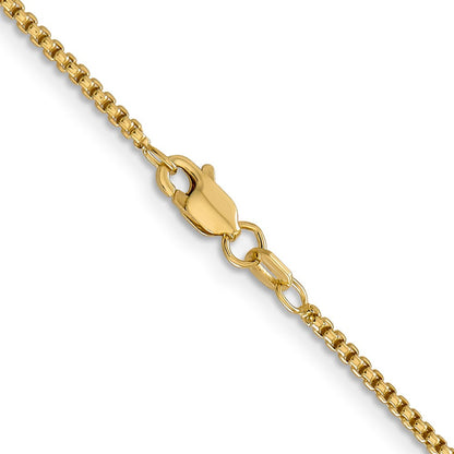 14K Gelbgold 1.5mm Halbmassiv Rund Venezianer mit Karabinerverschluss Halskette