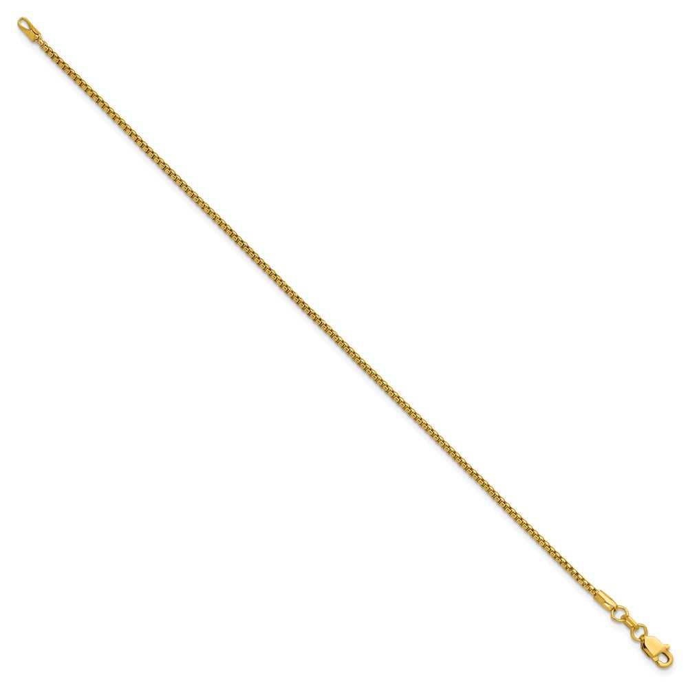 14K Gelbgold 1.5mm Halbmassiv Rund Venezianer mit Karabinerverschluss Gliederarmband