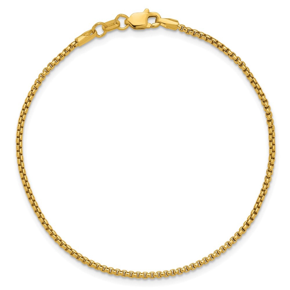 14K Gelbgold 1.5mm Halbmassiv Rund Venezianer mit Karabinerverschluss Gliederarmband