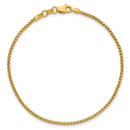 14K Gelbgold 1.5mm Halbmassiv Rund Venezianer mit Karabinerverschluss Gliederarmband
