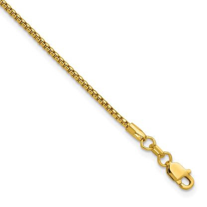 14K Gelbgold 1.5mm Halbmassiv Rund Venezianer mit Karabinerverschluss Gliederarmband
