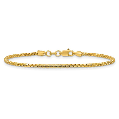 14K Gelbgold 1.75mm Halbmassiv Rund Venezianer mit Karabinerverschluss Gliederarmband