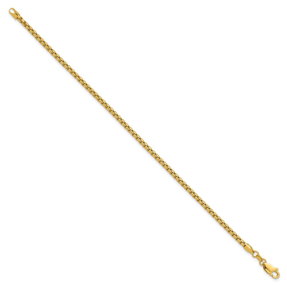 14K Gelbgold 2.45mm Halbmassiv Rund Venezianer mit Karabinerverschluss Gliederarmband