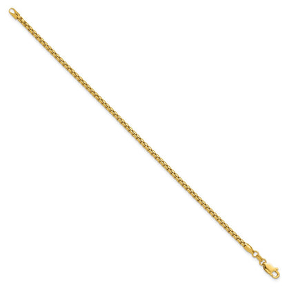 14K Gelbgold 2.45mm Halbmassiv Rund Venezianer mit Karabinerverschluss Gliederarmband
