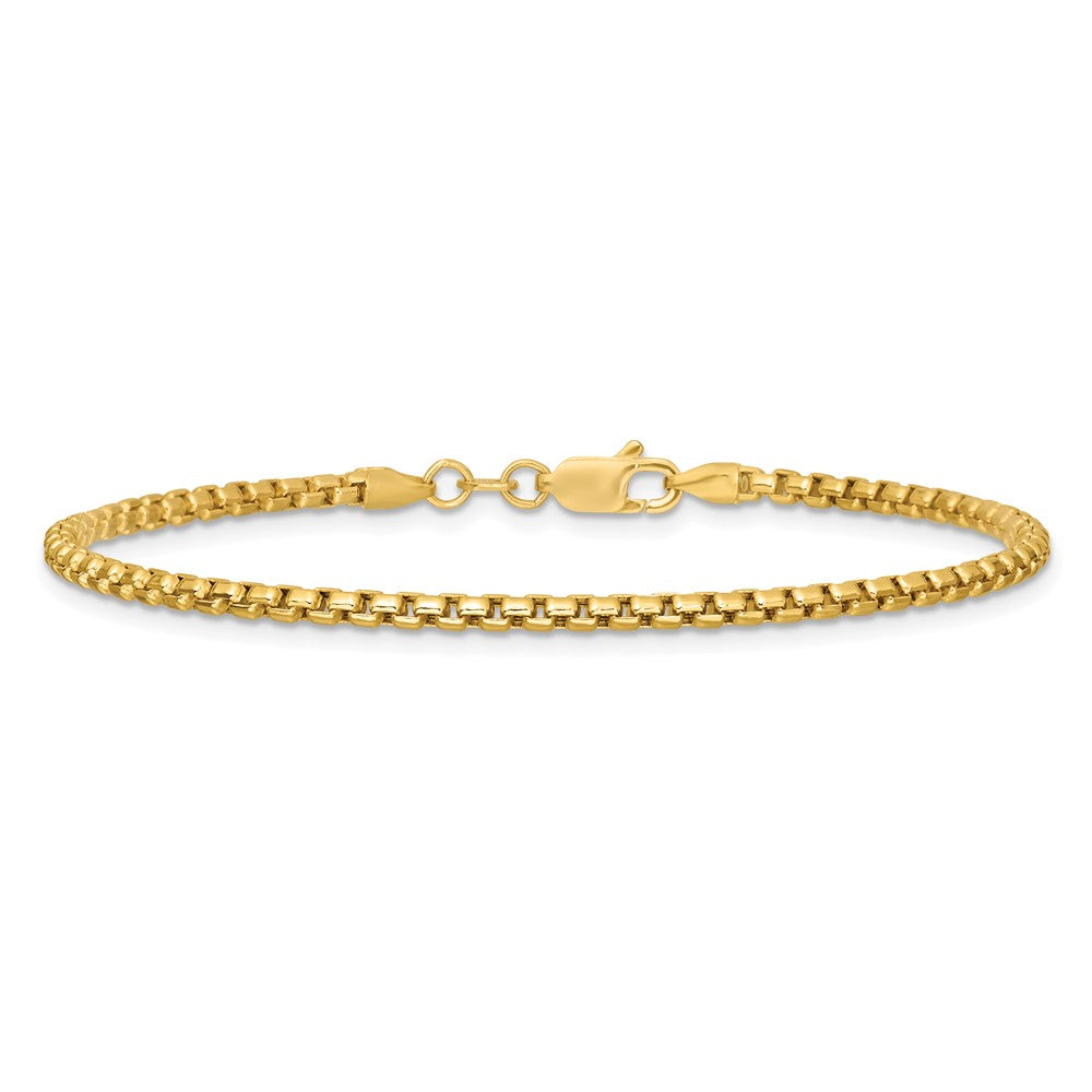 14K Gelbgold 2.45mm Halbmassiv Rund Venezianer mit Karabinerverschluss Gliederarmband