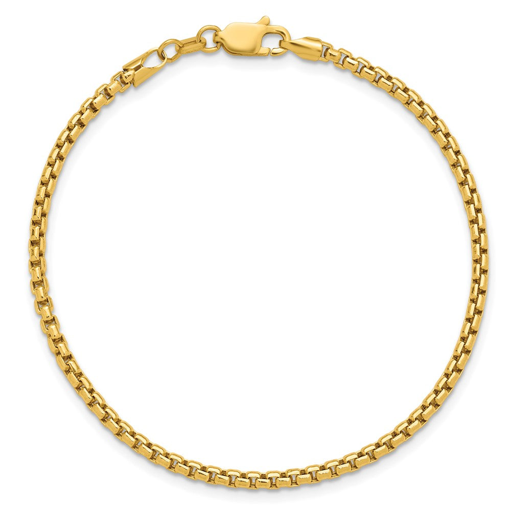 14K Gelbgold 2.45mm Halbmassiv Rund Venezianer mit Karabinerverschluss Gliederarmband