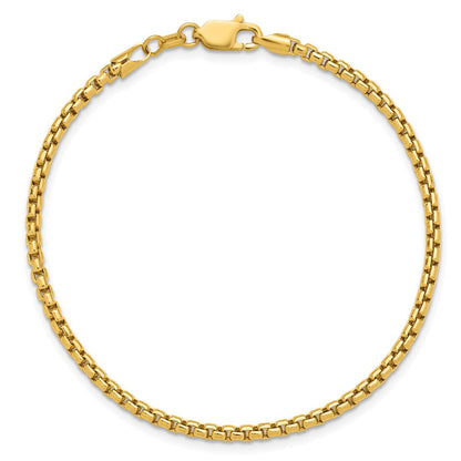 14K Gelbgold 2.45mm Halbmassiv Rund Venezianer mit Karabinerverschluss Gliederarmband