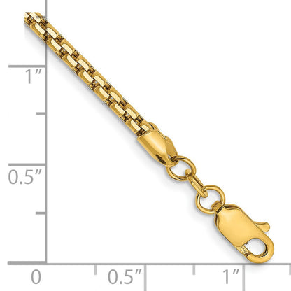 14K Gelbgold 2.45mm Halbmassiv Rund Venezianer mit Karabinerverschluss Gliederarmband