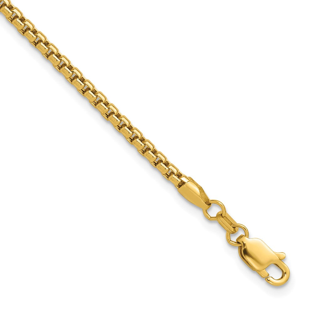 14K Gelbgold 2.45mm Halbmassiv Rund Venezianer mit Karabinerverschluss Gliederarmband