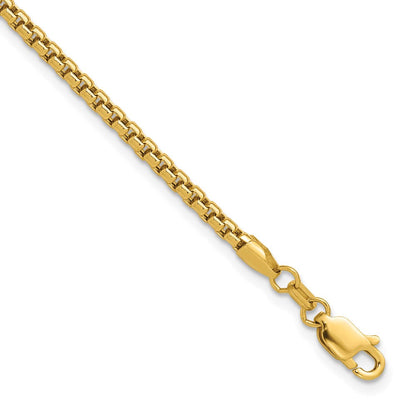 14K Gelbgold 2.45mm Halbmassiv Rund Venezianer mit Karabinerverschluss Gliederarmband