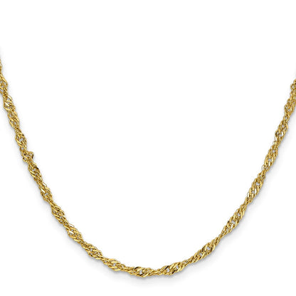 14K Gelbgold 2.75mm Leicht Singapurkette mit Karabinerverschluss Halskette