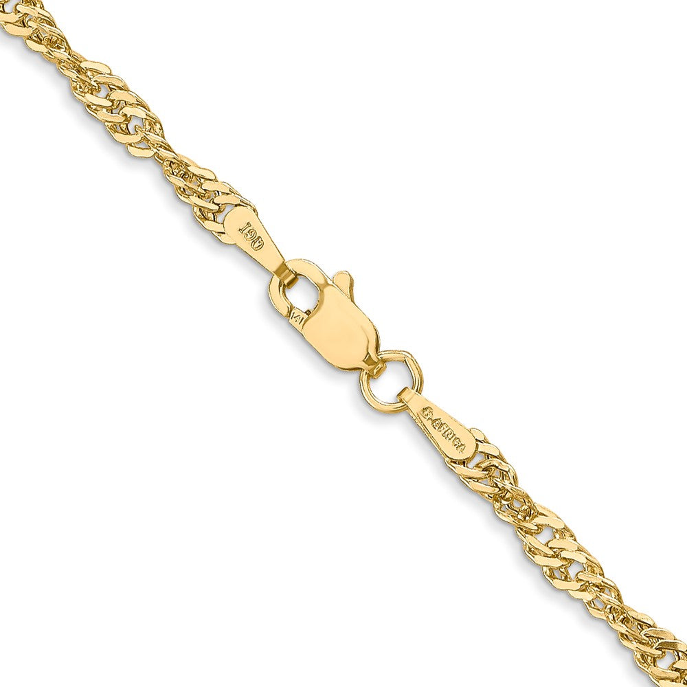 14K Gelbgold 2.75mm Leicht Singapurkette mit Karabinerverschluss Halskette