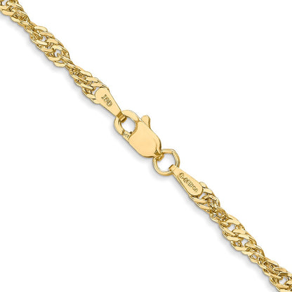 14K Gelbgold 2.75mm Leicht Singapurkette mit Karabinerverschluss Halskette