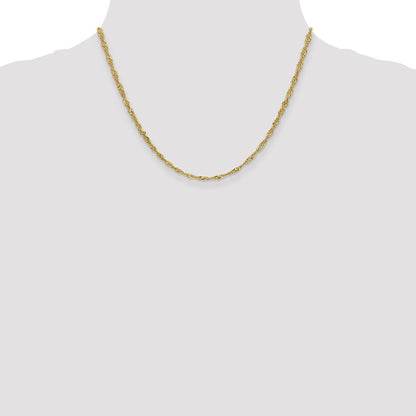 14K Gelbgold 2.75mm Leicht Singapurkette mit Karabinerverschluss Halskette