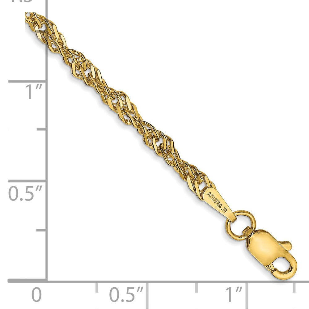 14K Gelbgold 2.75mm Leicht Singapurkette mit Karabinerverschluss Kette Fußkettchen
