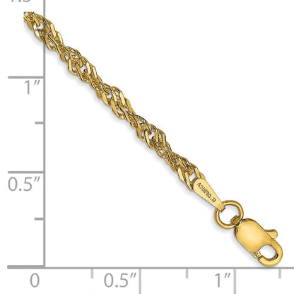 14K Gelbgold 2.75mm Leicht Singapurkette mit Karabinerverschluss Kette Fußkettchen
