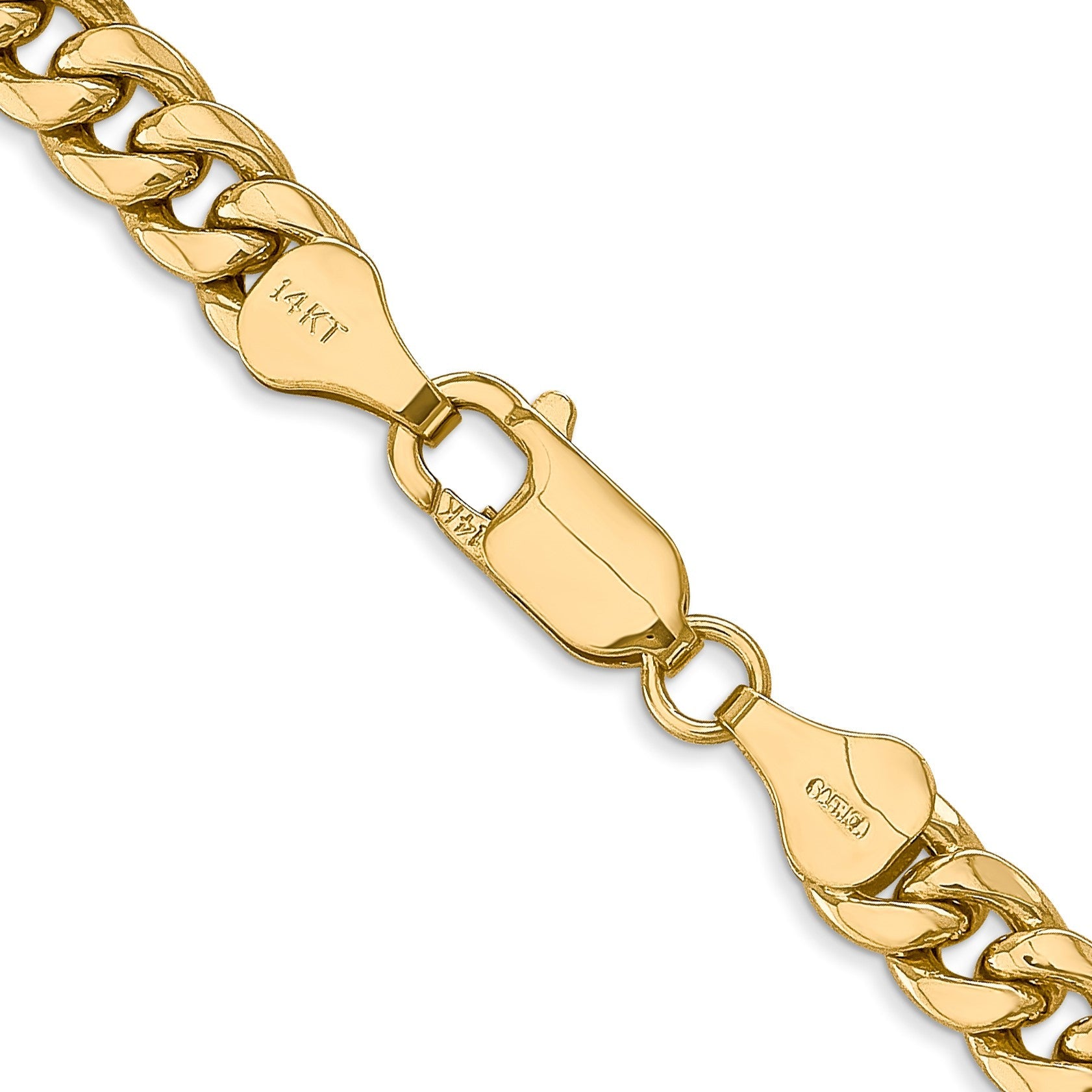 14K Gelbgold 6mm Halbmassiv Miami Kubanisch mit Karabinerverschluss Halskette
