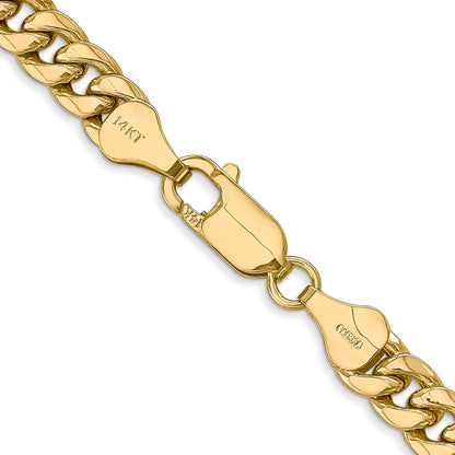 14K Gelbgold 6mm Halbmassiv Miami Kubanisch mit Karabinerverschluss Halskette