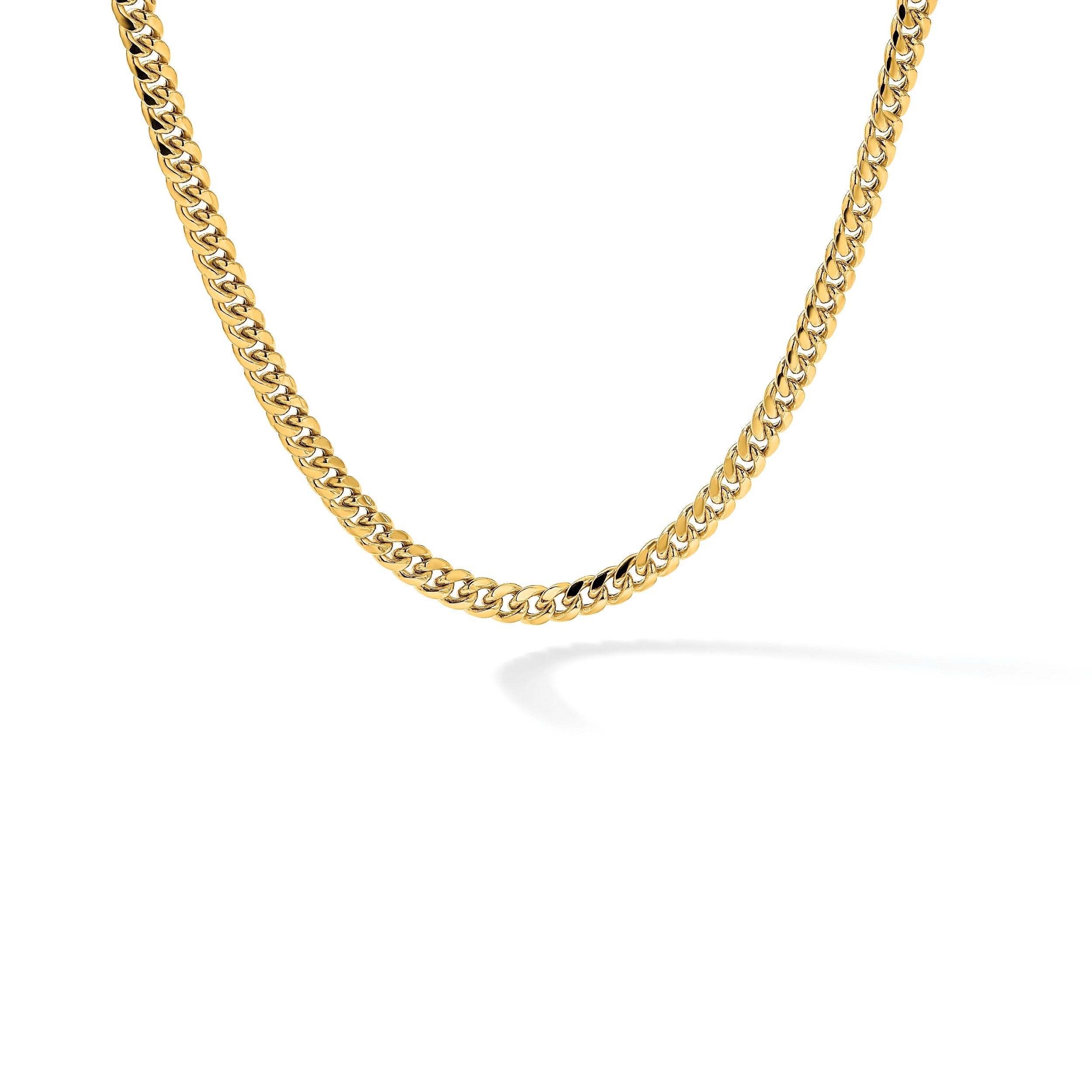 14K Gelbgold 6mm Halbmassiv Miami Kubanisch mit Karabinerverschluss Halskette
