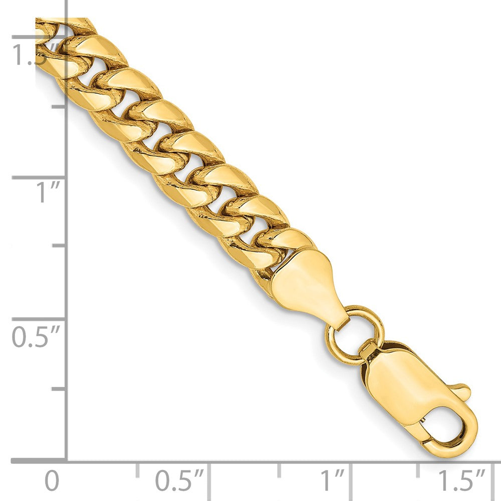 14K Gelbgold 6mm Halbmassiv Miami Kubanisch mit Karabinerverschluss Gliederarmband