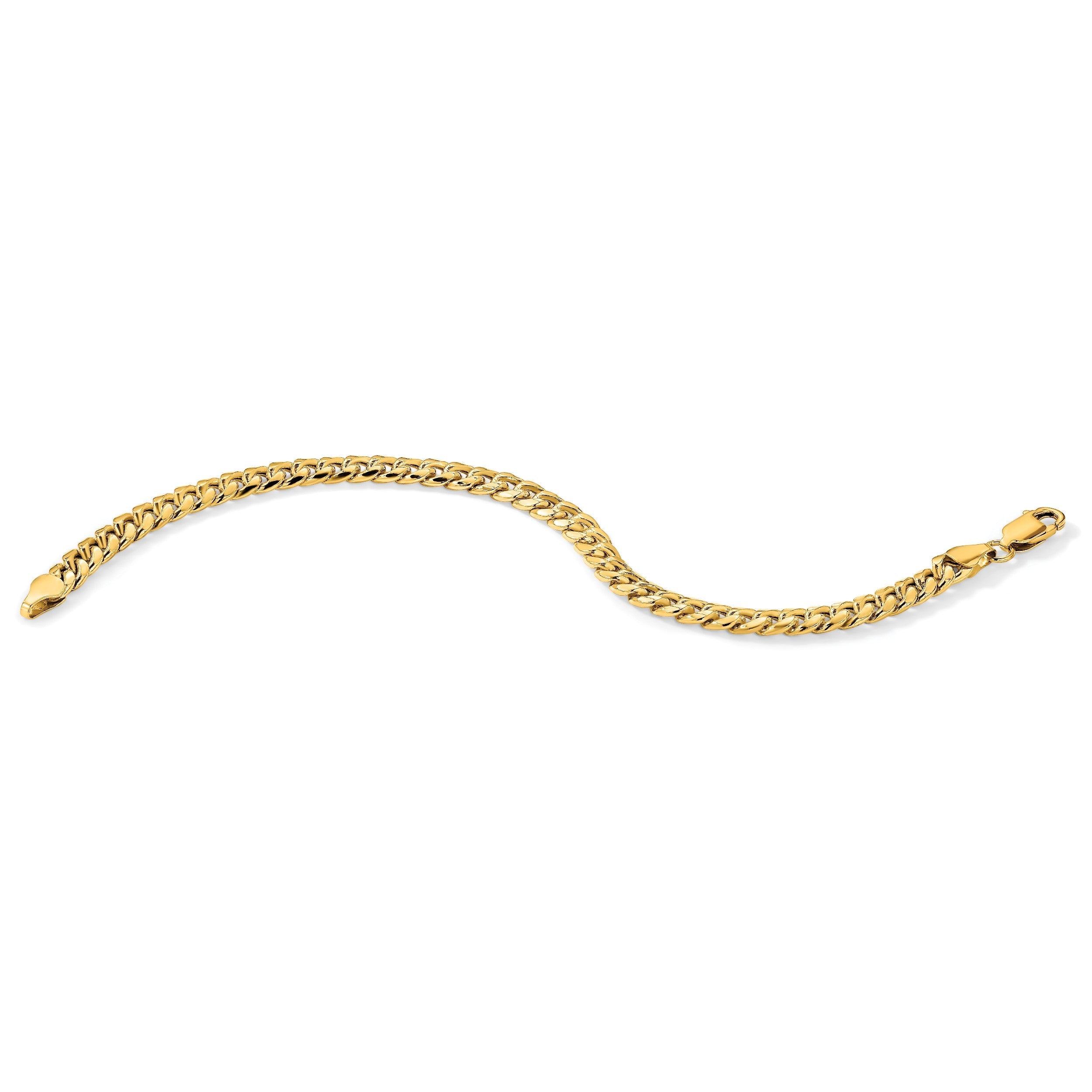14K Gelbgold 6mm Halbmassiv Miami Kubanisch mit Karabinerverschluss Gliederarmband