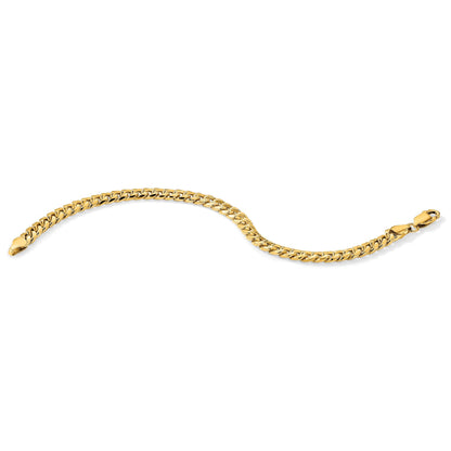 14K Gelbgold 6mm Halbmassiv Miami Kubanisch mit Karabinerverschluss Gliederarmband