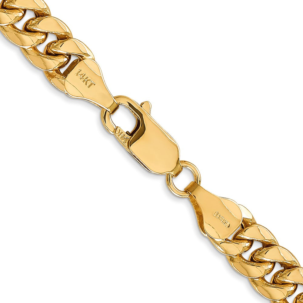 14K Gelbgold 6.75mm Halbmassiv Miami Kubanisch mit Karabinerverschluss Halskette
