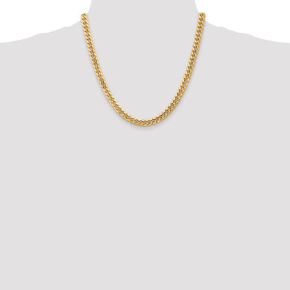 14K Gelbgold 6.75mm Halbmassiv Miami Kubanisch mit Karabinerverschluss Halskette