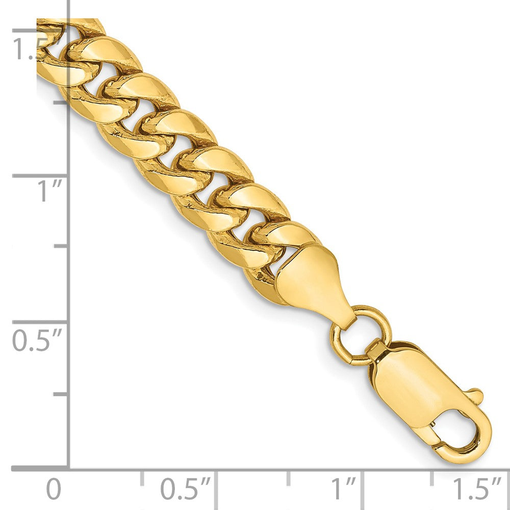 14K Gelbgold 6.75mm Halbmassiv Miami Kubanisch mit Karabinerverschluss Gliederarmband