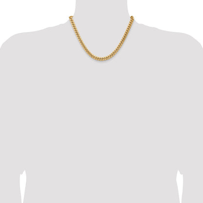 14K Gelbgold 7.3mm Halbmassiv Miami Kubanisch mit Karabinerverschluss Halskette