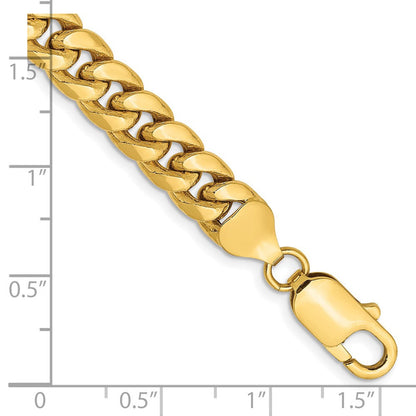 14K Gelbgold 7.3mm Halbmassiv Miami Kubanisch mit Karabinerverschluss Gliederarmband