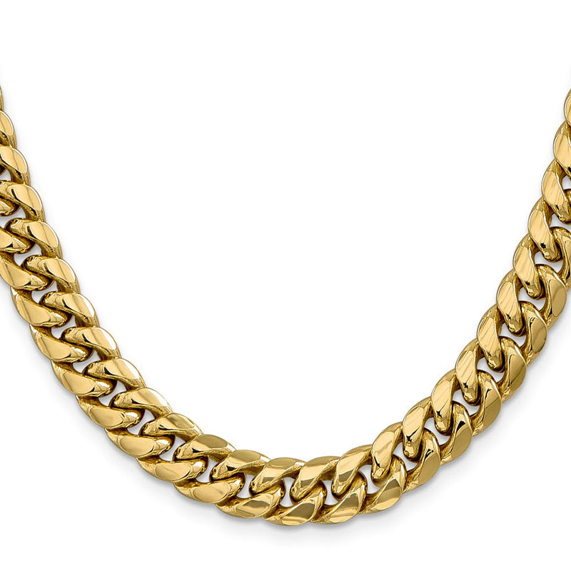 14K Gelbgold 9.3mm Halbmassiv Miami Kubanisch Halskette